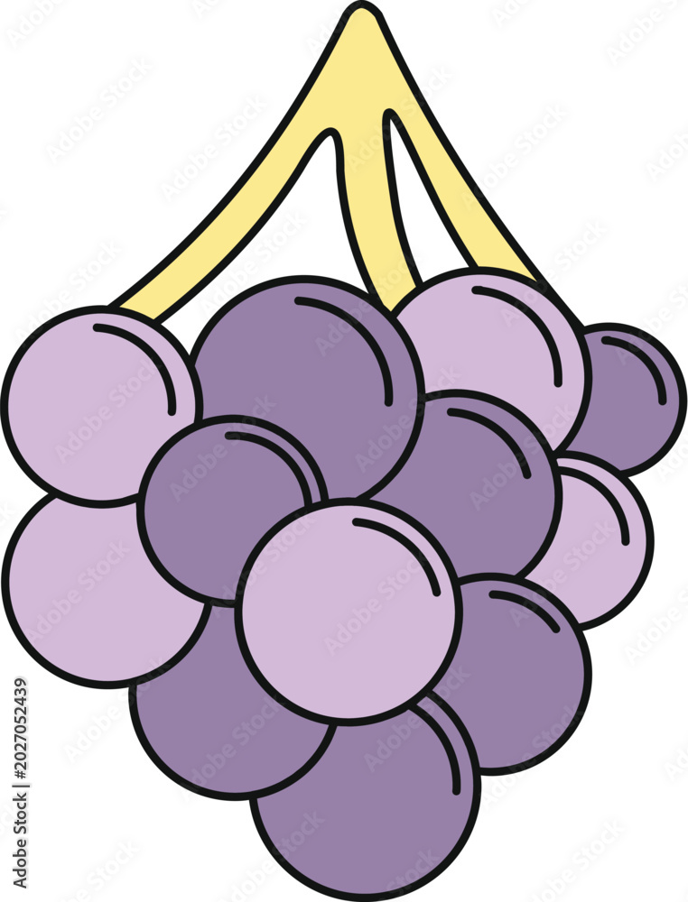 Fototapeta premium Purple grape bunch illustration representing healthy eating icon