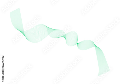 An abstract blue ribbon wave with a smooth smoke flow design and a curved motion line isolated on a white background