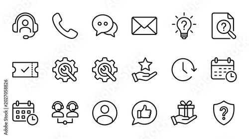 Schilderij op canvas Business icons for communication technology.