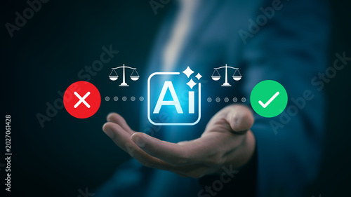 AI decision validation and approval workflow concept with responsible artificial intelligence governance, ethical compliance, enterprise oversight, automated risk assessment and policy verification