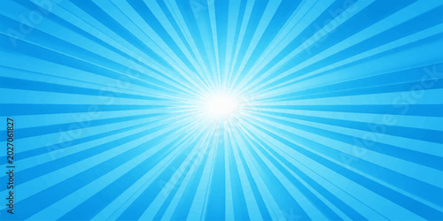 Cuadro en lienzo Abstract blue sunburst background with glowing blue rays, sunlight beams, bright