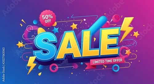 Colorful New Year Celebration Sale Holiday Vector Illustration Card with Christmas Party Design and 3D Symbol Decoration
