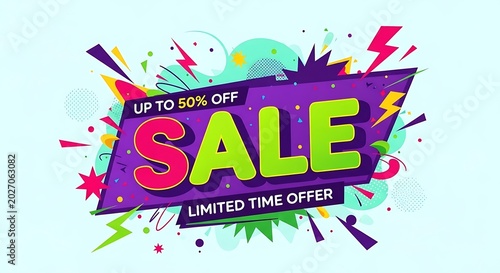 Colorful festive celebration greeting card vector illustration birthday new year christmas party banner design with happy holiday decoration fun sale concept art poster text sign