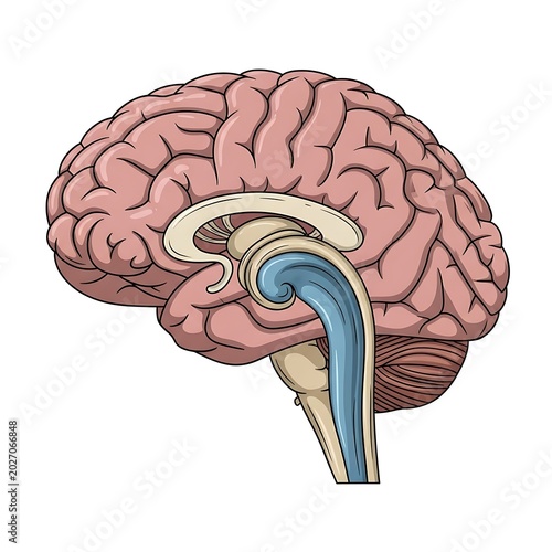 Human Brain Anatomy Medical Illustration.