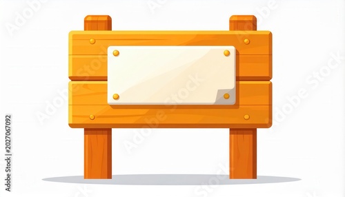 Illustrazione cartoon di cartello in legno bianco con chiodi dorati per messaggi personalizzati