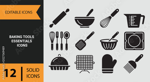 Photos Essential Baking Tools Collection for Pastry Making and Homemade Dessert Kitchen
