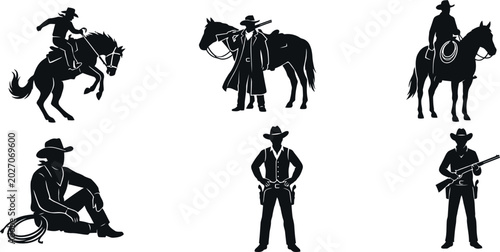 Billede på lærred Western cowboy silhouette graphics