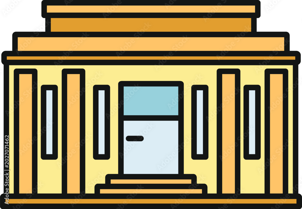 Fototapeta premium Public building icon showing a classic facade with columns and entrance