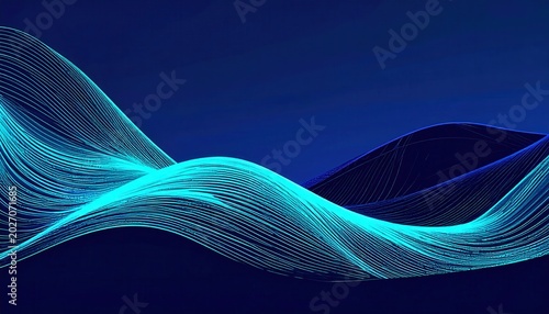 Linee Ondulate Ciano e Blu Vibranti Creano un Design Astratto Dinamico Moderno