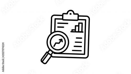 Business growth analysis clipboard icon animation loop for financial report presentation and web design