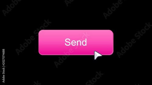 Modern send button animation with cursor click interaction and clean UI design. Minimal motion graphic for messaging apps, email systems, chat interfaces, websites, and digital communication projects.