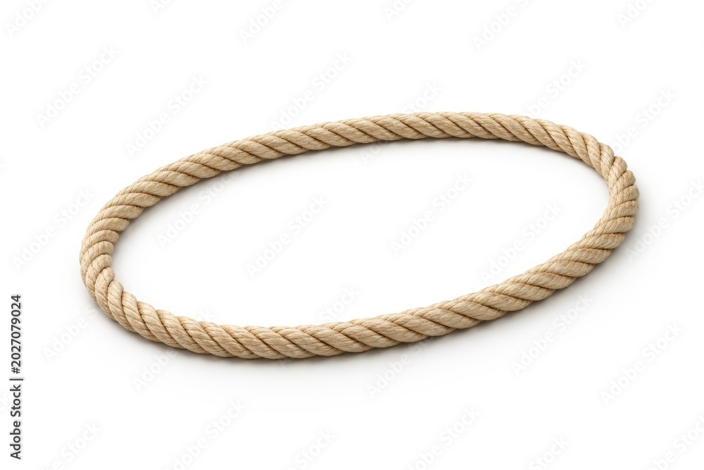 Fototapeta premium Isolated continuous rope loop in an oval shape on a clean white surface