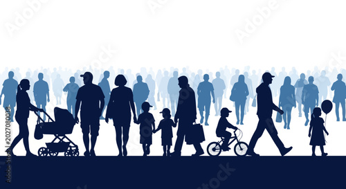 Photos Silhouettes of people walking together family.