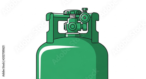 Fotografie Green Gas Cylinder Isolated On White Background.