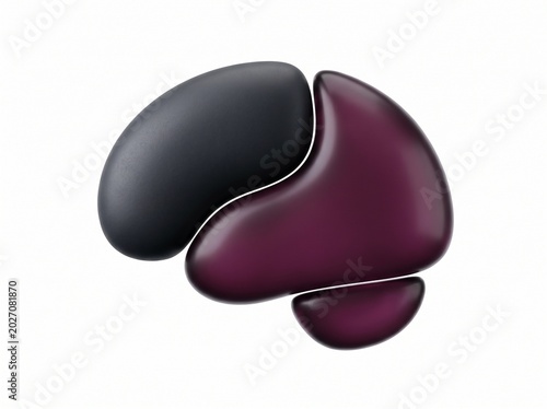Stylized Brain Icon with Deep Purple and Black Hues on White Background