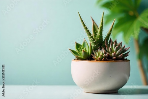Vibrant succulents and air plants thrive in a stylish ceramic pot, adding a touch of modern botanical beauty to any indoor space Perfect for home decor or office styling , shelf, greenery, bedroom