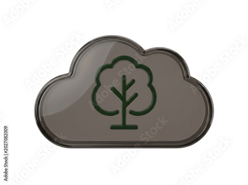 Eco-friendly Cloud Computing Concept with Tree Icon for Sustainable Data Storage