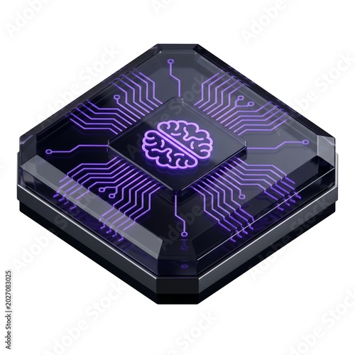 Advanced Artificial Intelligence Processor Brain Chip with Futuristic Circuitry Design