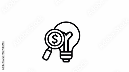 Business idea valuation and investment analysis animation loop for financial strategy and startup presentation
