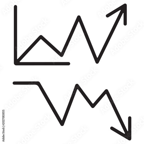 Business growth and financial loss trend line vector icon