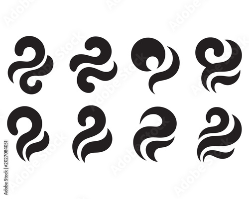 Abstract vintage swirl curve ornament vector element set