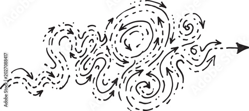 Konstfotografi Huge collection of hand drawn swirly arrows and spiral doodles in a sketchy line