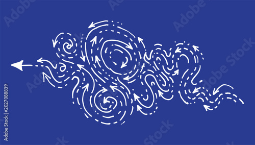 Cuadro en lienzo Huge collection of hand drawn swirly arrows and spiral doodles in a sketchy line