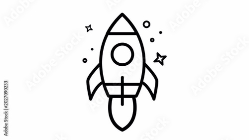 Rocket ship launch startup business boost animation loop for corporate growth and web presentation design