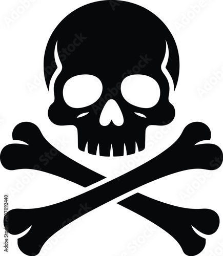 Konstfotografi Crossbones skull icon death symbol flat vector illustration for apps games dange