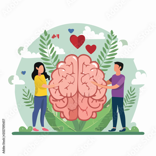 Mental Health Awareness and Support A Symbol of Caring for the Brain and Emotional Well-being