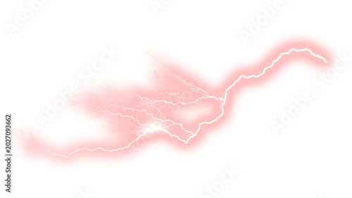 Obraz na płótnie Pink lightning bolt with glowing electric aura, powerful energy discharge, abstr
