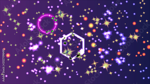 Neon Galaxy Stars With Glowing Geometric Shape.