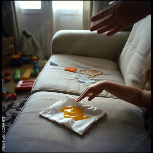 Child spilled orange juice