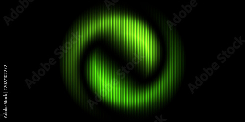 Tableau sur toile A blurry logo and ball with a green and acid yellow gradient for a tech sphere or future background with a halo