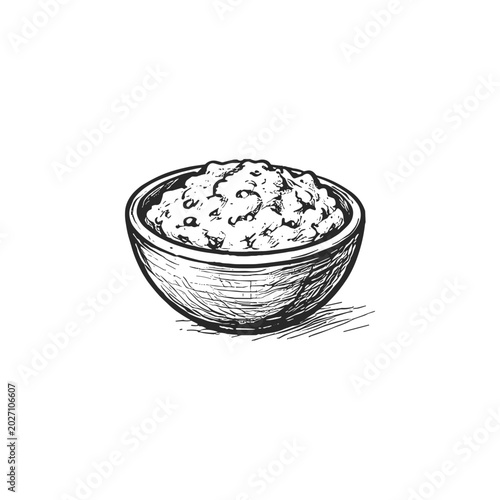 Bild auf Leinwand Hand-Drawn Bowl of Cottage Cheese