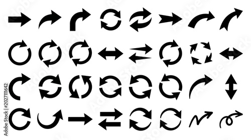 Foto Collection of black arrows and symbols.