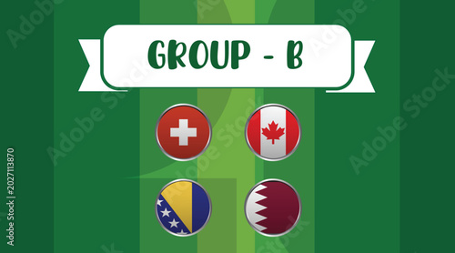 Cuadro en lienzo Group B world cup teams Switzerland Canada Bosnia Herzegovina Qatar national flags