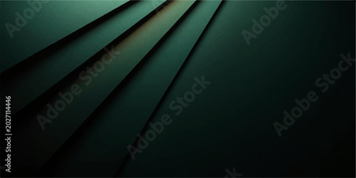 Photos Abstract minimalist dark background with 3D layered forest green geometric panel