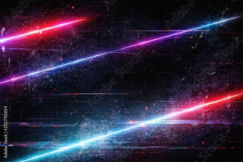 Noisy overlay featuring damaged display and dust marks with neon line design