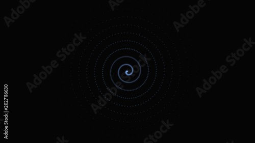 Abstract glowing spiral on black backdrop for visual effects or designs