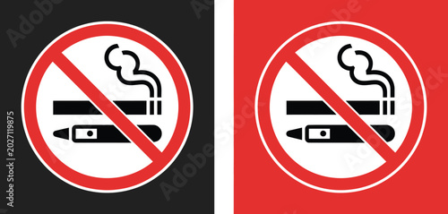 Konstfotografi No smoking and no vaping sign black red warning vector illustration
