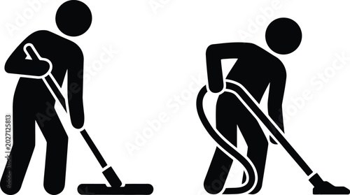 Person mopping floor with two different techniques