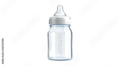 Baby Bottle Clear Glass Feeding Bottle with Nipple Close Up Mockup