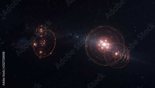 Glowing Circles from Spacecraft Lighting Effects Deep Space Environment, Futuristic, High Detail