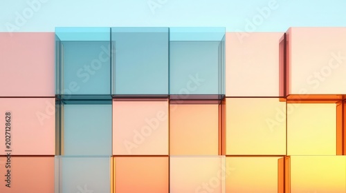 Abstract modular architecture, stacked cubes and glass elements, luxury residence design, 3D render, ultramodern style, futuristic building concept