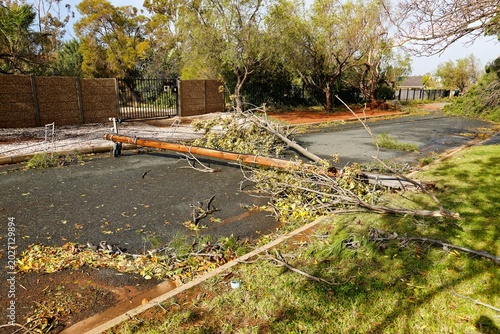 Foto Destruction caused by extreme stormy weather.