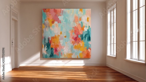 Abstract painting on wall in room