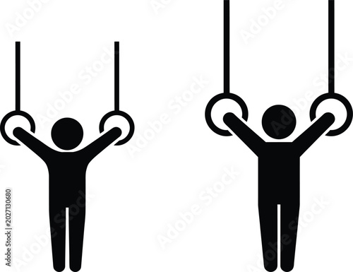 Photos Two gymnasts performing on parallel bars