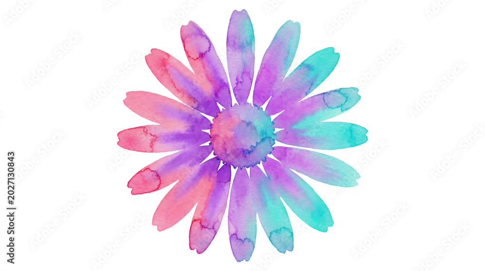 Obraz premium Vibrant Flower Illustration with Pink, Purple, and Blue Petals, Isolated on Transparent Background