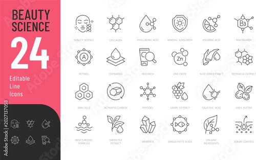 Fotografie Beauty Science Line Editable Icons set